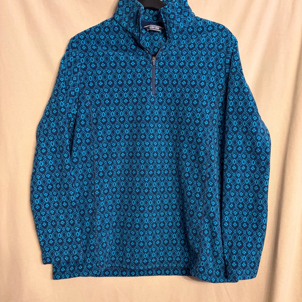Lands End Youth L 1/2 Zip Fleece Turquoise Sweater